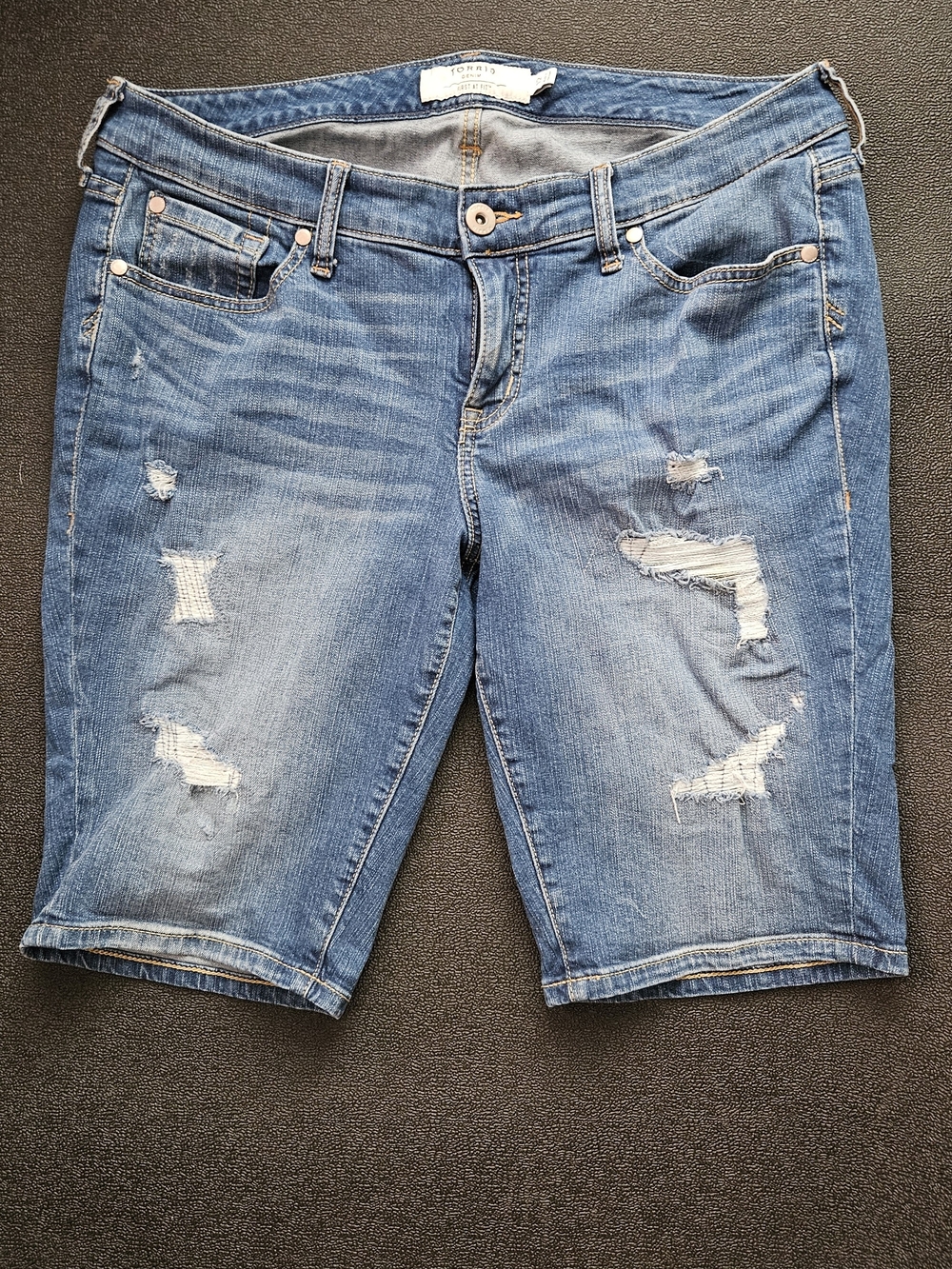 Torrid Distressed Light Blue Denim Bermuda Shorts Size 12